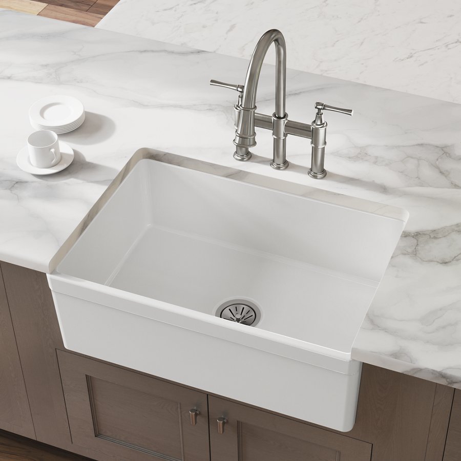 Fireclay 30" x 19-15/16" x 9-1/8" Single Bowl Farmhouse Sink
