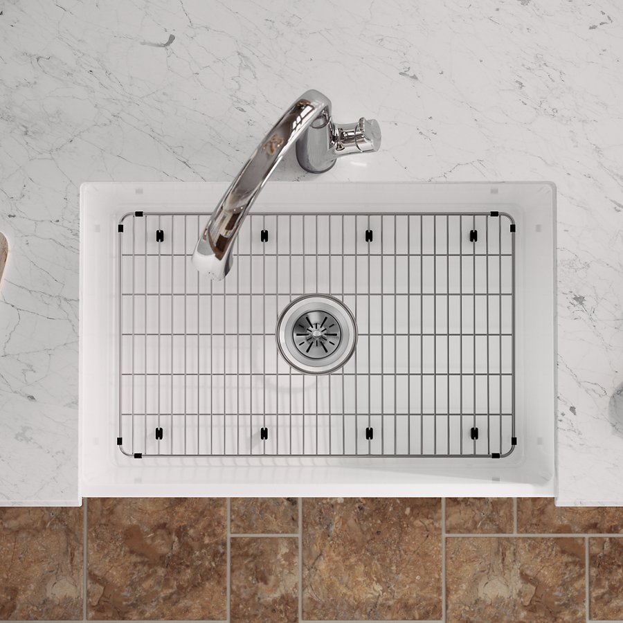 Fireclay 30" x 19-15/16" x 9-1/8" Single Bowl Farmhouse Sink Kit with Filtered Faucet