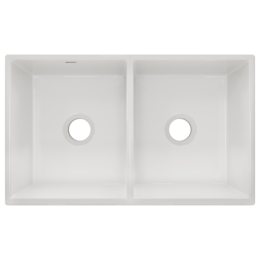 Fireclay 33" x 19-15/16" x 9" Equal Double Bowl Farmhouse Sink