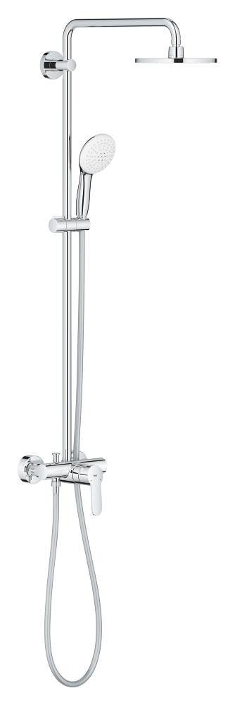 Shower system with single lever mixer for wall mounting