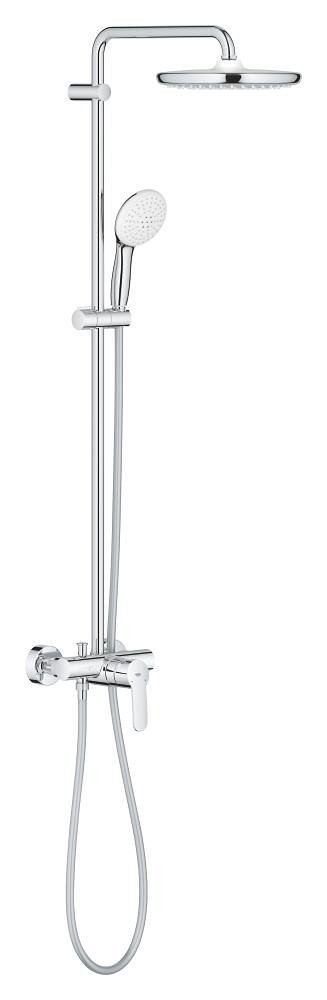Shower system with single lever mixer for wall mounting