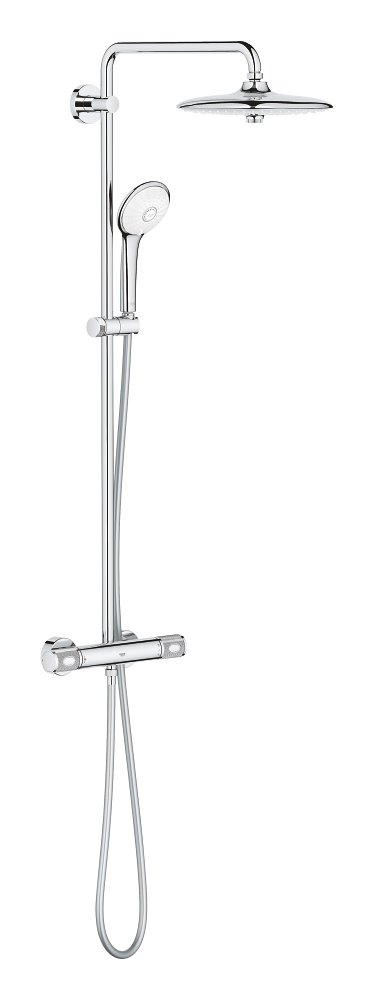 Shower system with thermostatic mixer for wall mounting