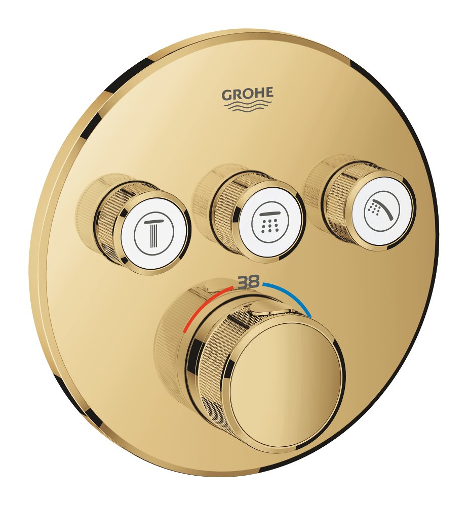 Thermostat for concealed installation with 3 valves