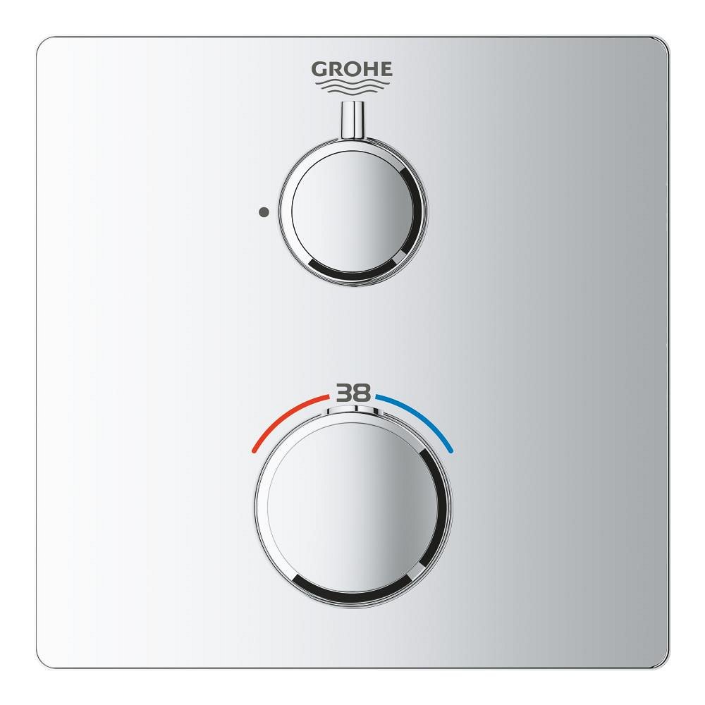Thermostatic mixer for 1 outlet with shut off valve