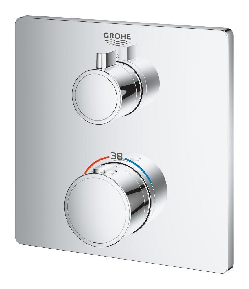 Thermostatic mixer for 1 outlet with shut off valve