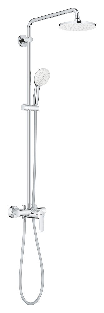 Shower system with single lever mixer for wall mounting