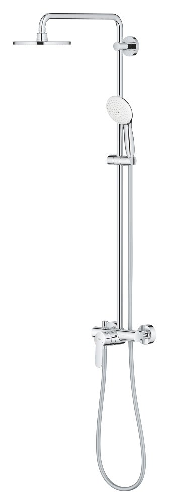 Shower system with single lever mixer for wall mounting