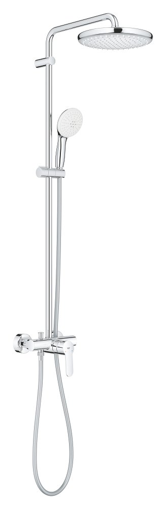 Shower system with single lever mixer for wall mounting