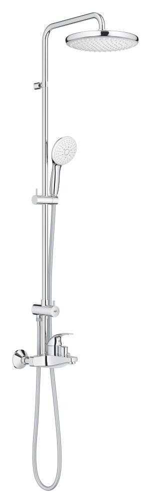 Shower system with single lever bath mixer for wall mounting
