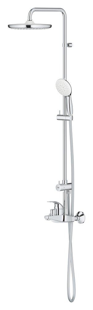 Shower system with single lever bath mixer for wall mounting