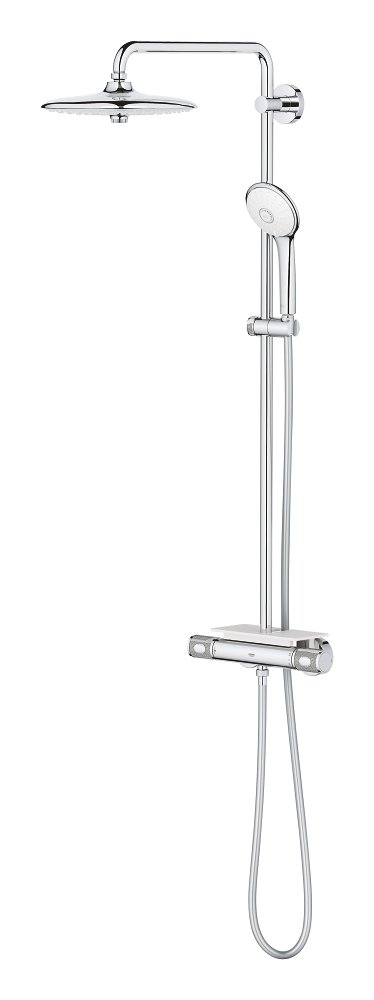 Shower system with thermostatic mixer for wall mounting