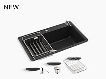Cairn 800 mm top/undermount single-bowl kitchen sink with accessories (K-27816T-2HD-UM1)
