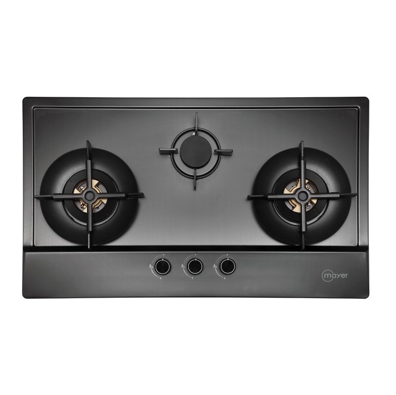 86cm 3 Burner Stainless Steel (Gun Metal Finishing) Gas Hob - Rotguss