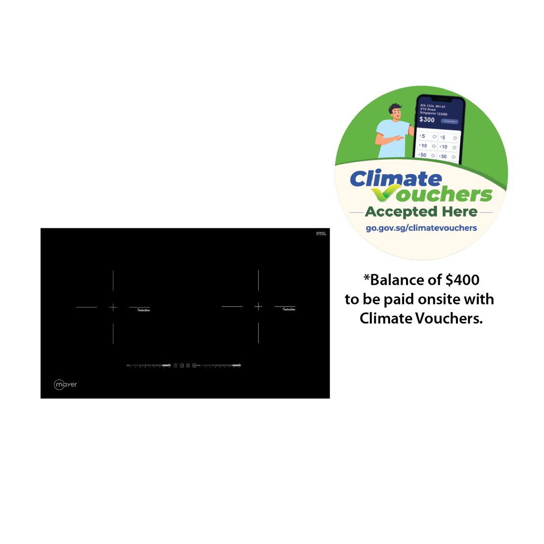 75cm 2 Zone Induction Hob with Slider