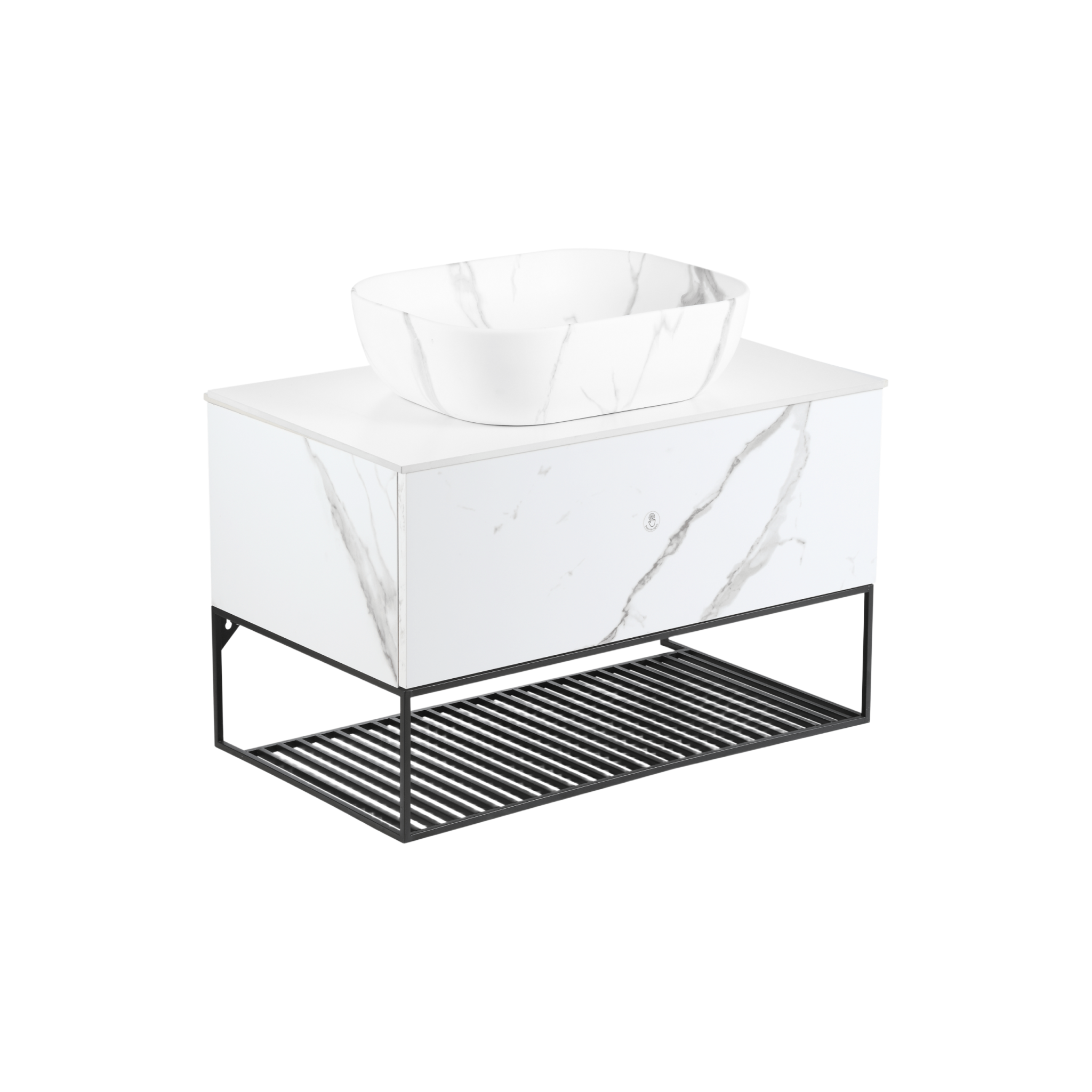Press-To-Open Vanity Cabinet 70cm | Countertop Basin