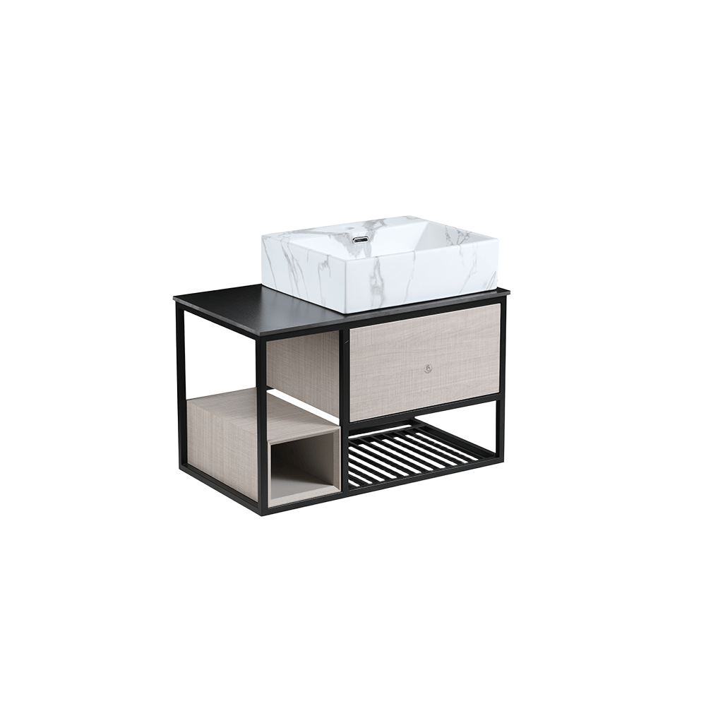 Press-To-Open Vanity Cabinet 80cm | Countertop Basin