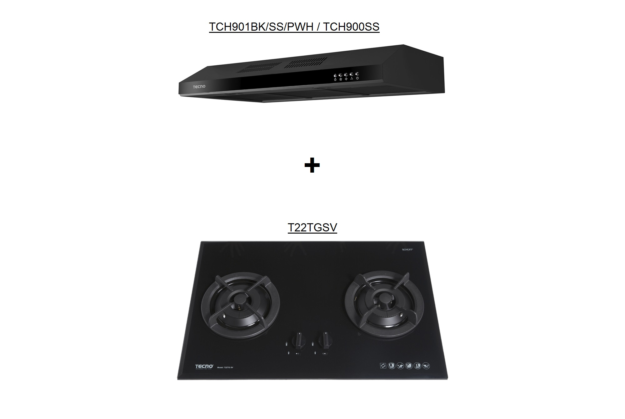 TCH901BK/SS + T22TGSV Hob Hood Package Deal