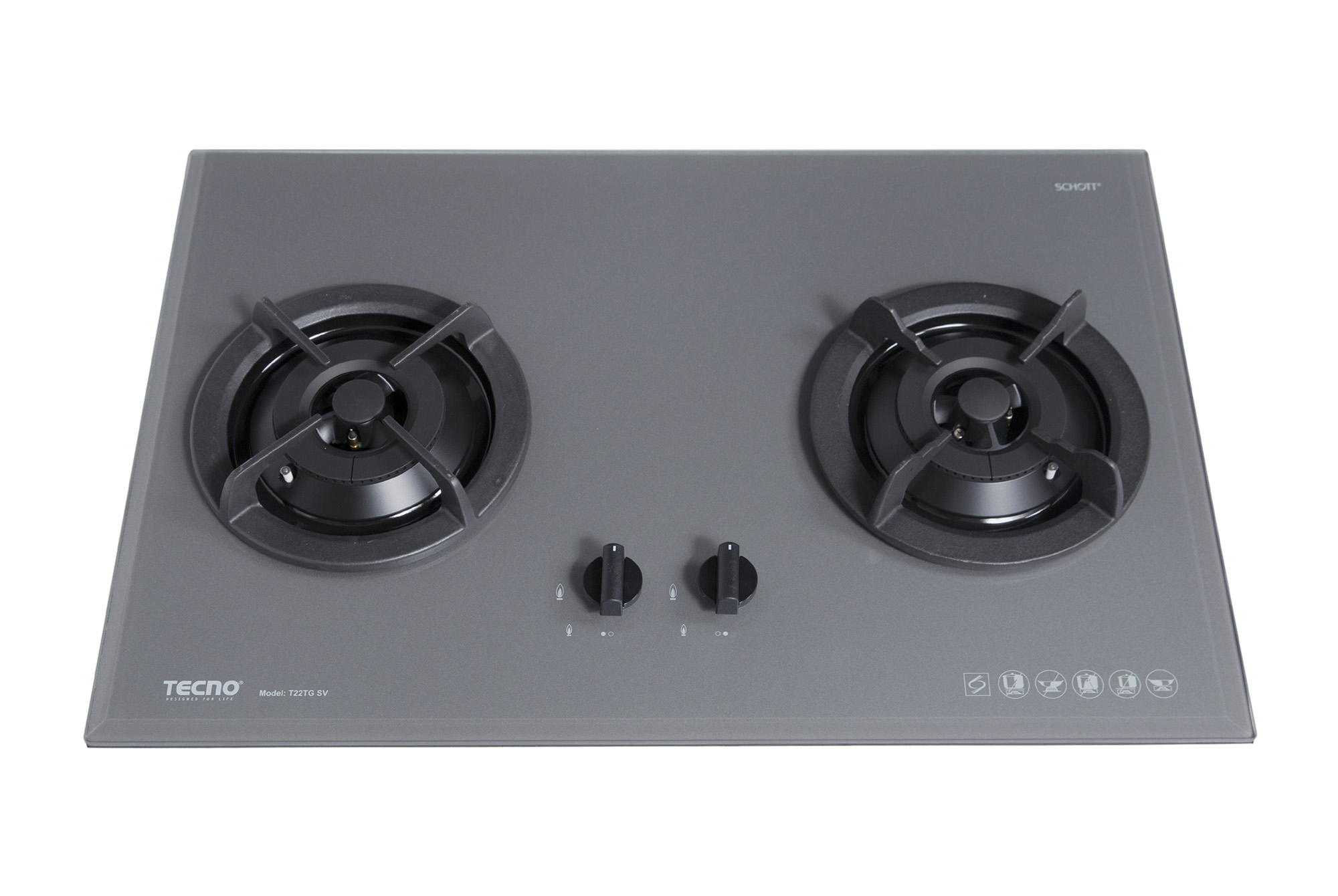 Tecno 2-Burner 75cm Tempered Glass Cooker Hob