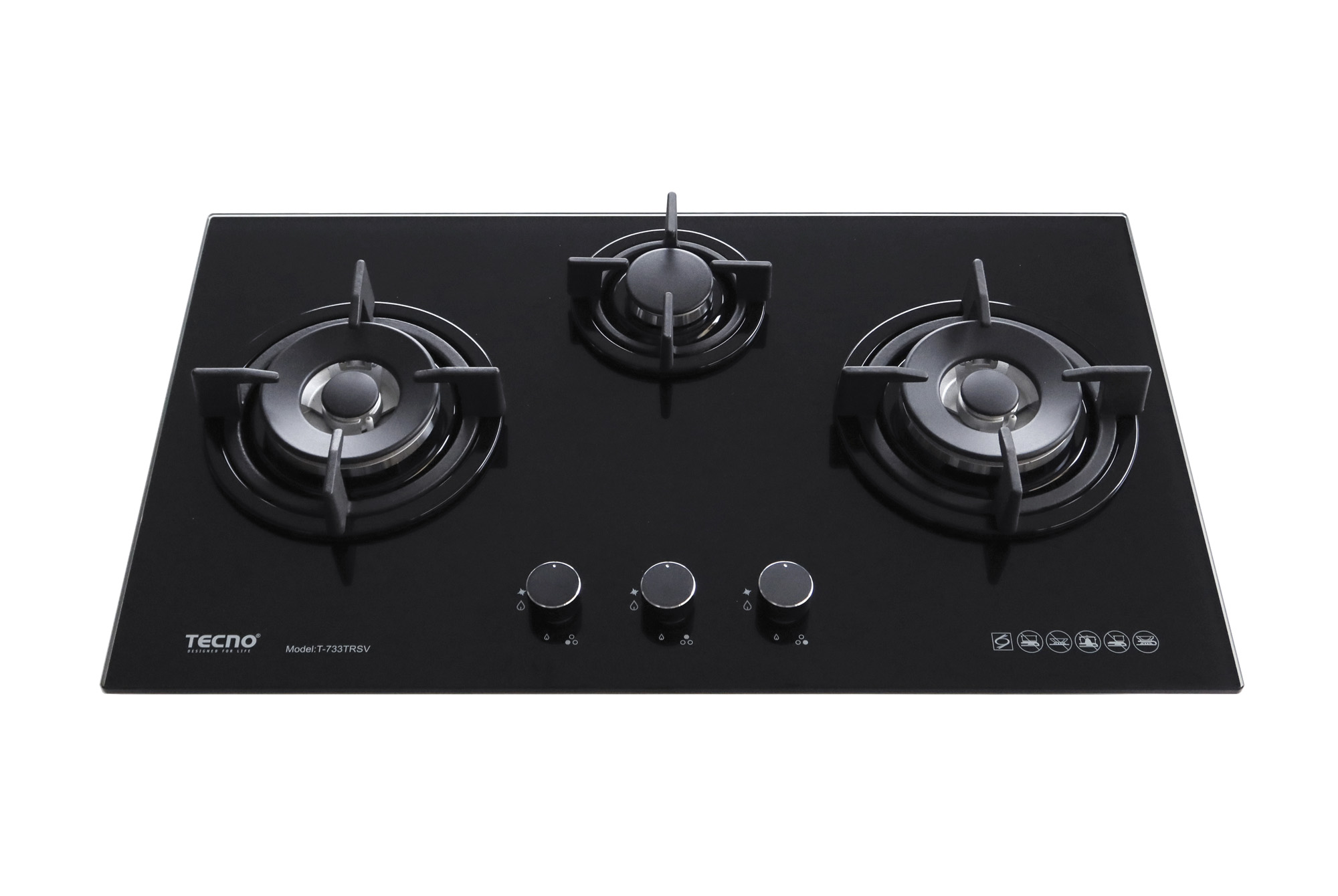 Tecno 3-Burner 76cm Tempered Glass Cooker Hob