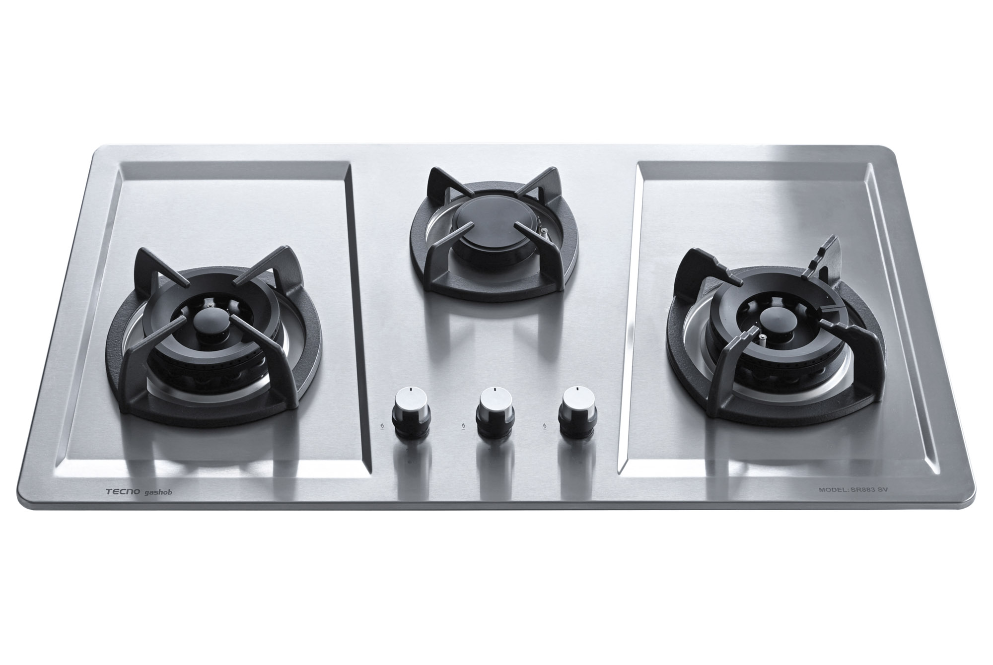 Tecno 3-Burner 86cm Stainless Steel Cooker Hob with Inferno Wok Burner Technology