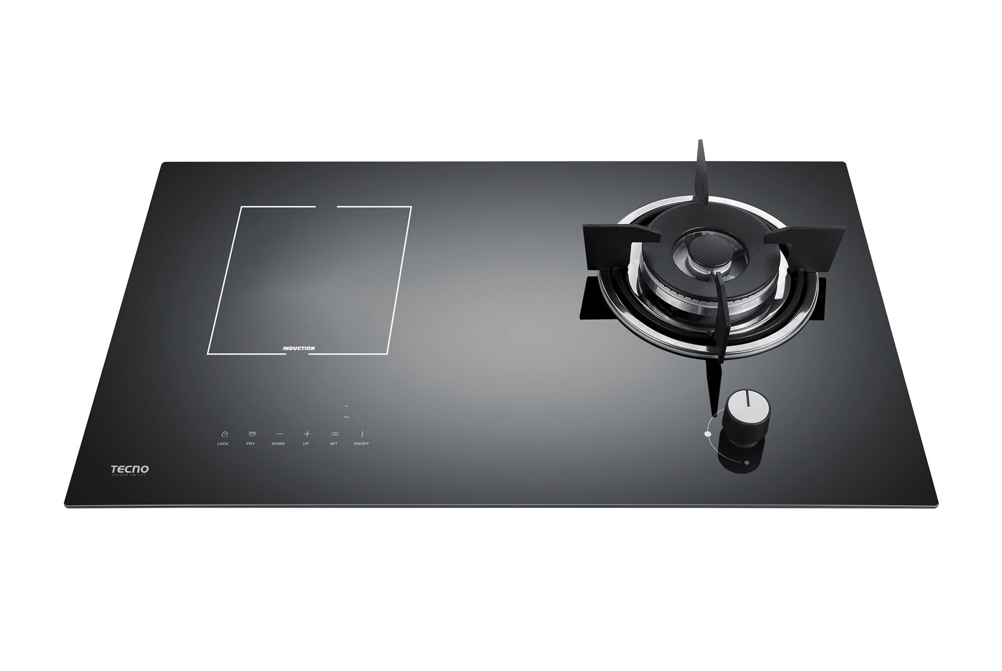 Tecno 73cm Gas-Induction Hybrid glass hob