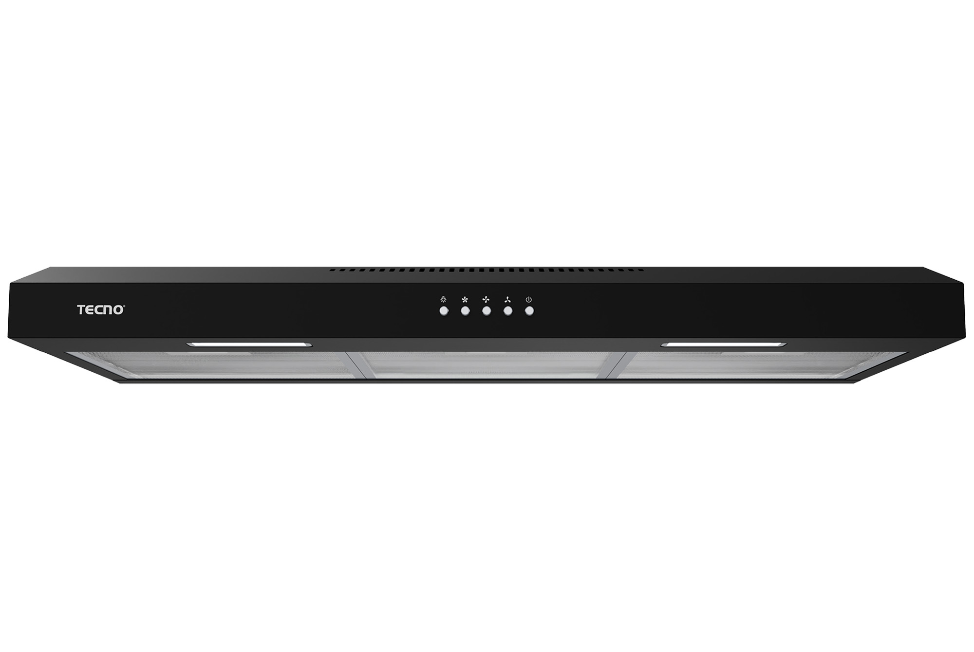 Tecno 90cm Full Matte Black Ultra Slim Hood with Black Front Panel