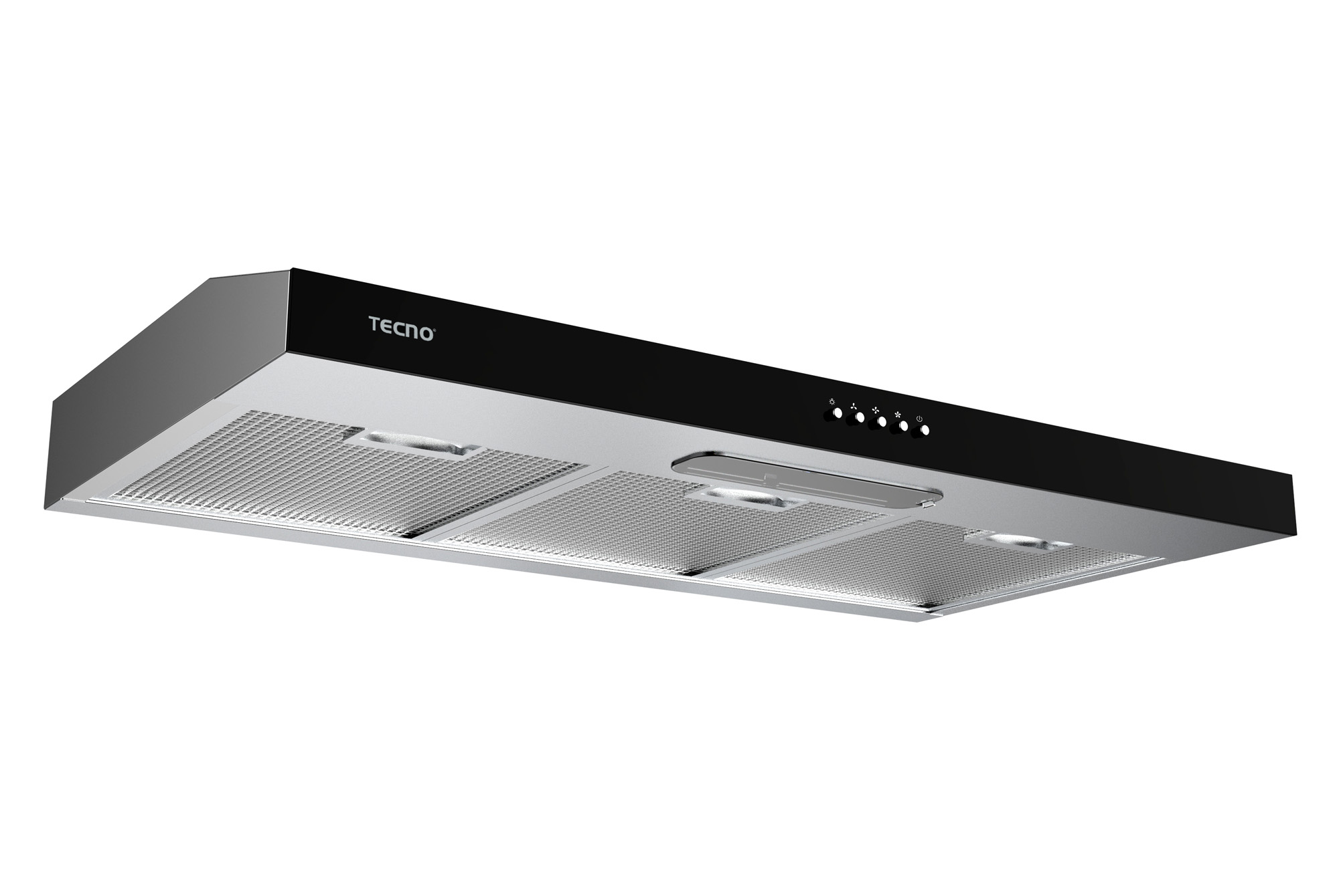 Tecno 90cm Stainless Steel Ultra Slim Hood with Black Front Panel