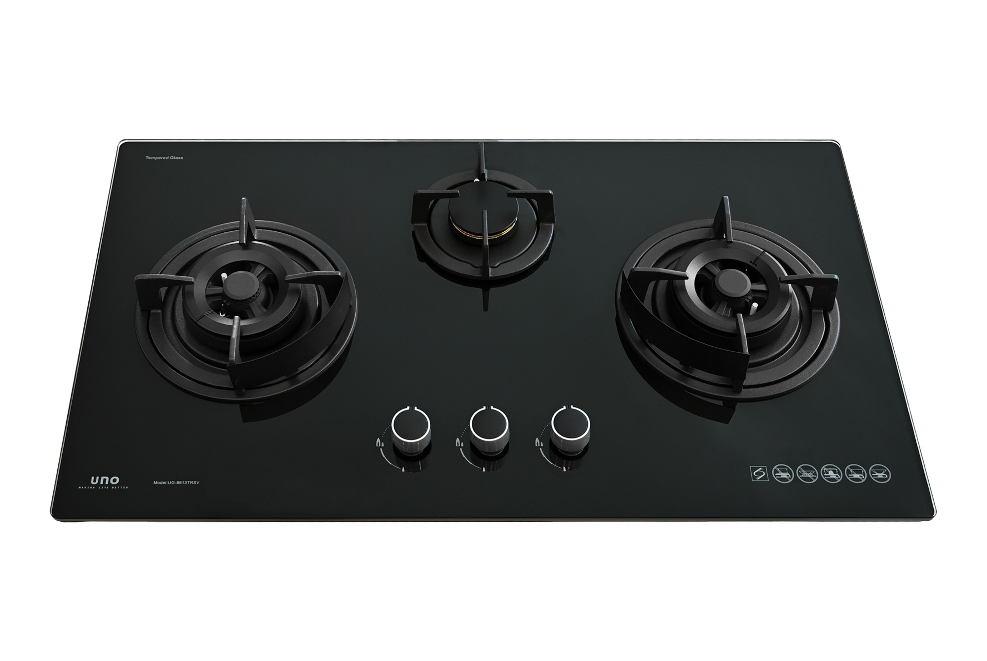 UNO 3-Burner 86cm Tempered Glass Hob
