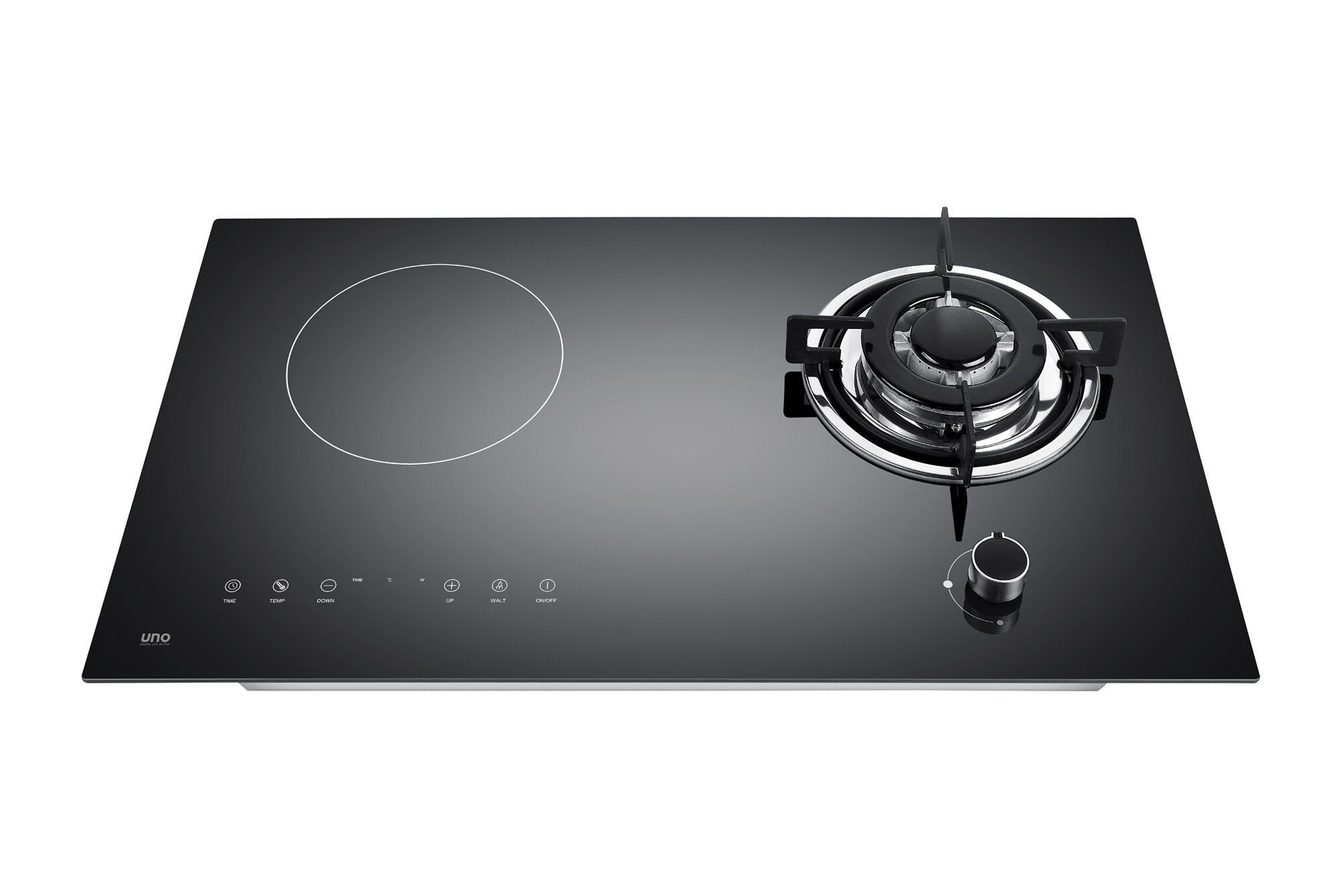 UNO 73cm Gas-Induction Hybrid glass hob