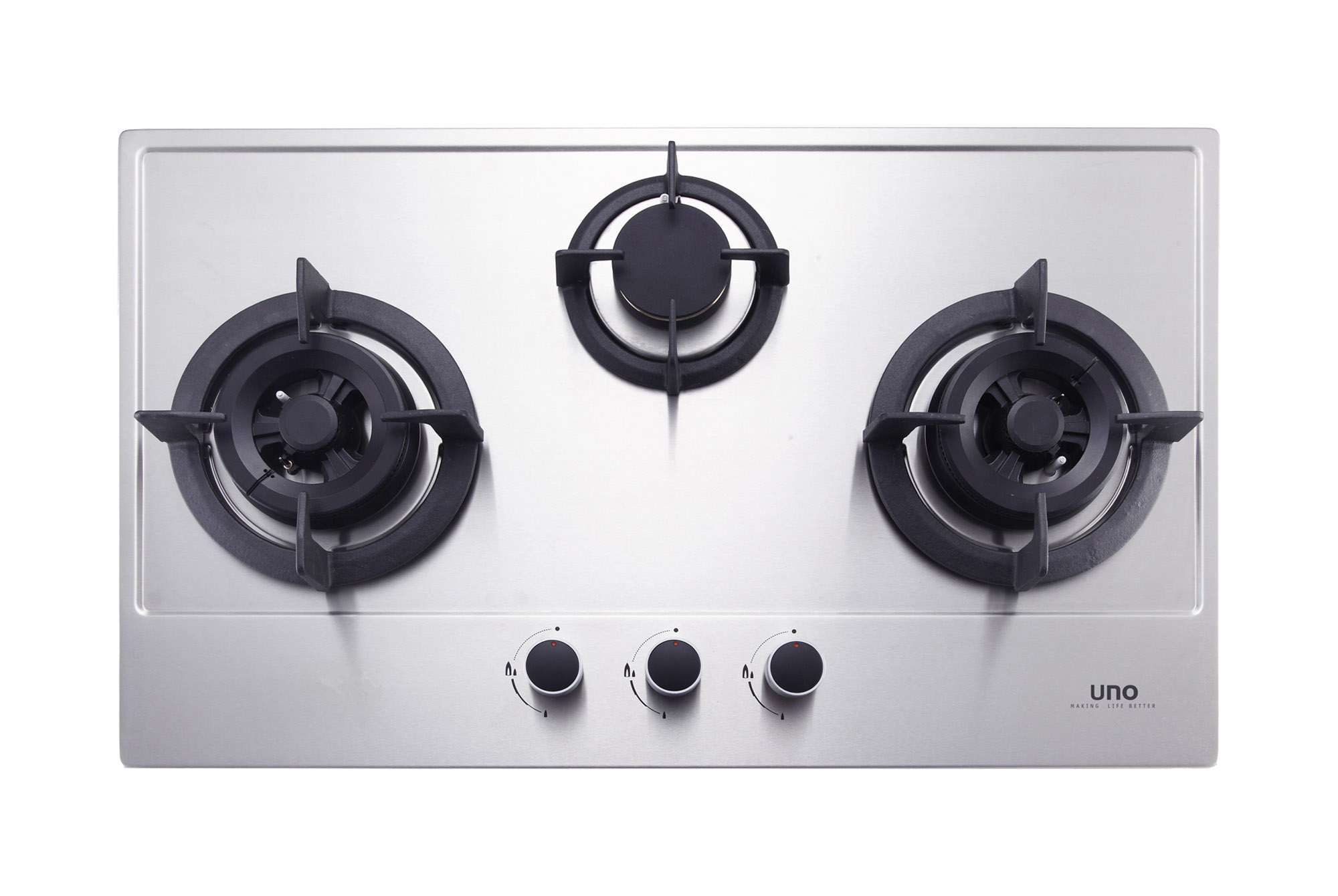 UNO 75cm 3-Burner Stainless Steel Hob