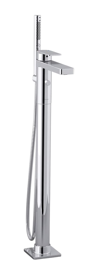 Floor-mount bath filler with handshower