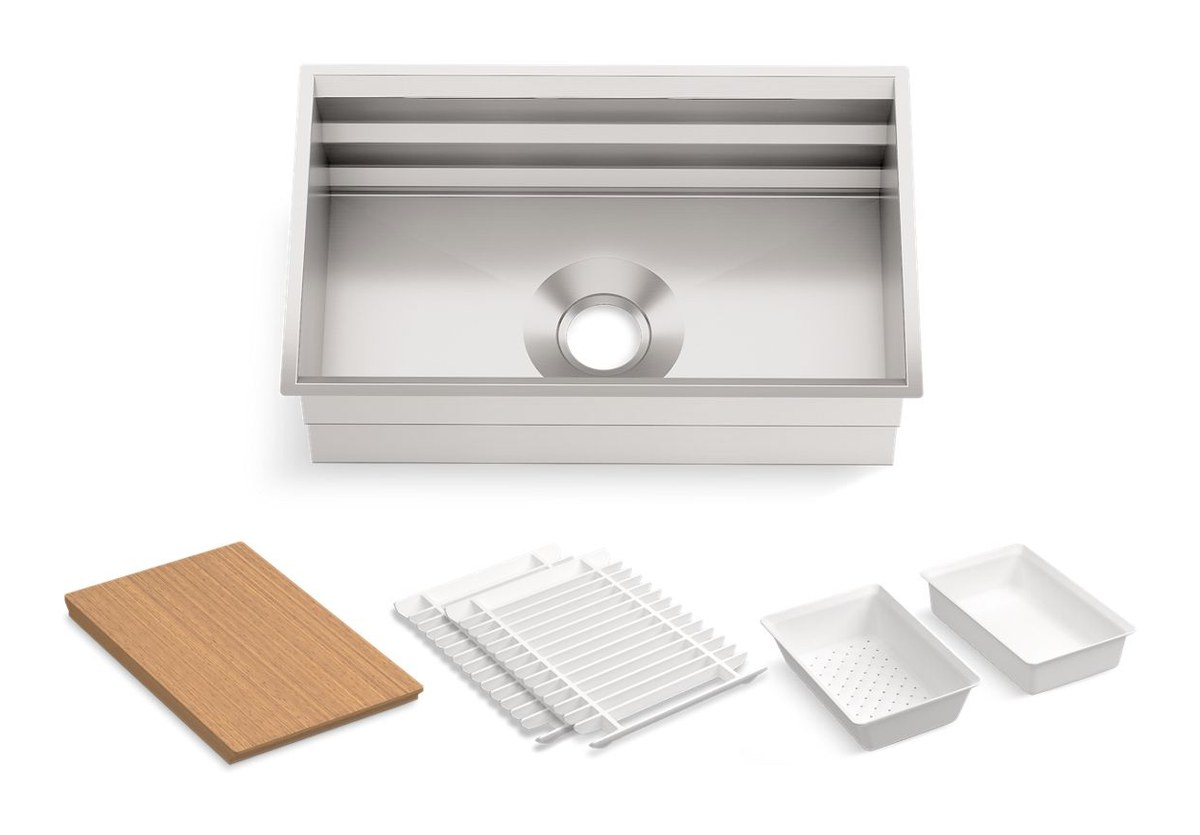 737 mm undermount single-bowl workstation kitchen sink with accessories
