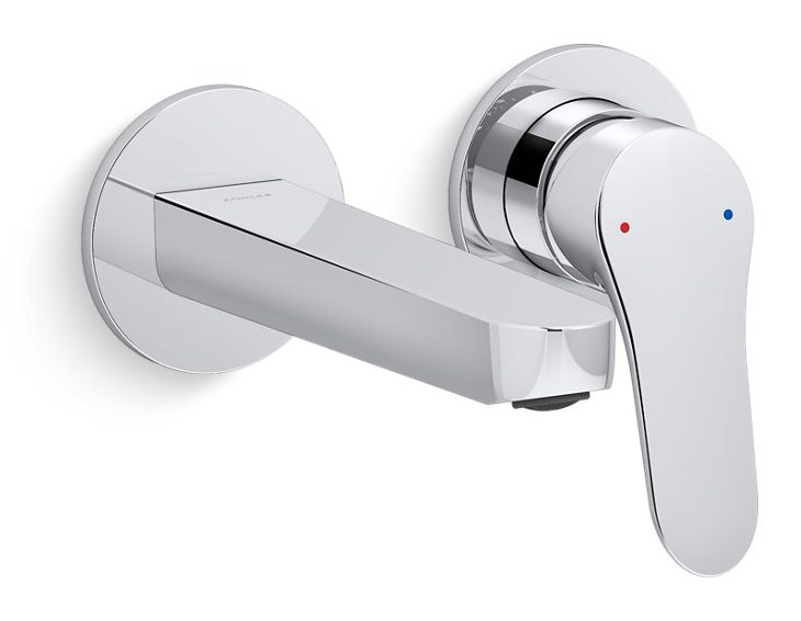 Wall-mount single-handle bathroom sink faucet with paddle handle, 8.3 lpm