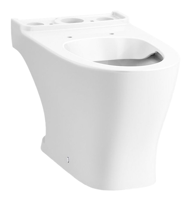 Elongated toilet bowl with skirted trapway