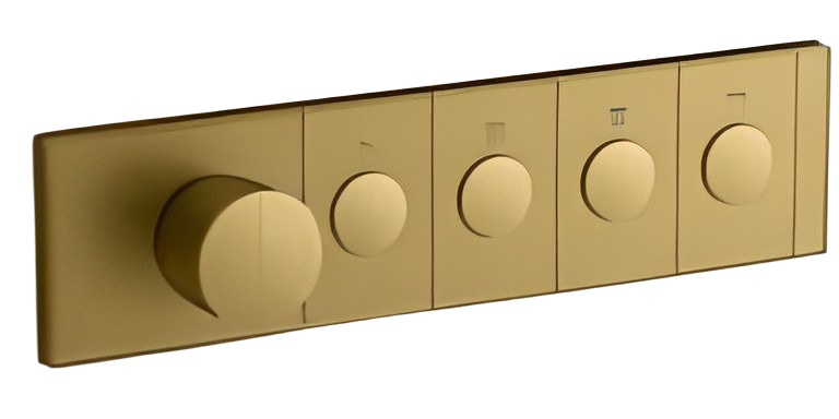 Four-outlet recessed mechanical thermostatic valve control