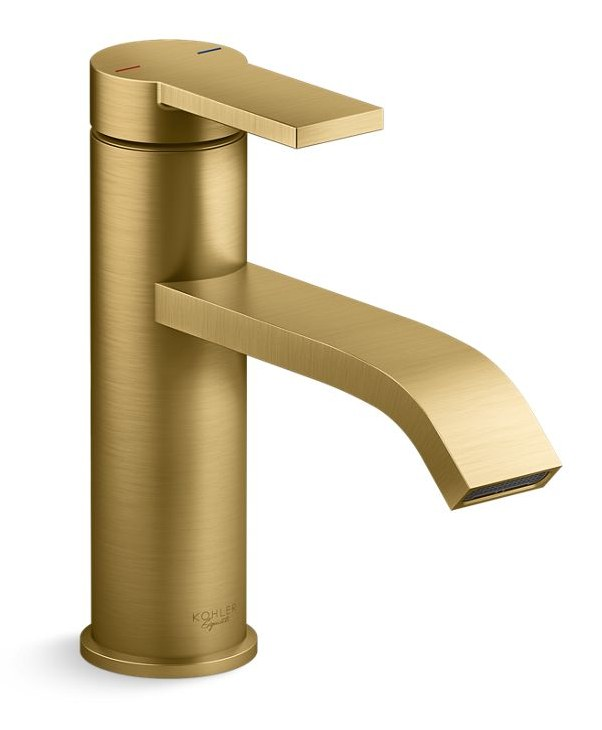 Single-handle bathroom sink faucet with Ribbon spout and lever handle